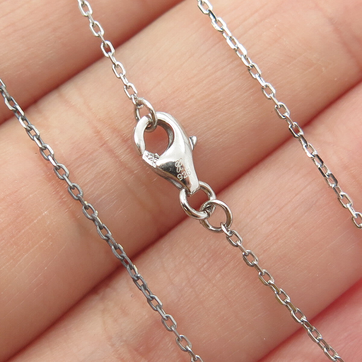 925 Sterling Silver Pave C Z Letter "J" Initial Cable Chain Necklace 16-18"