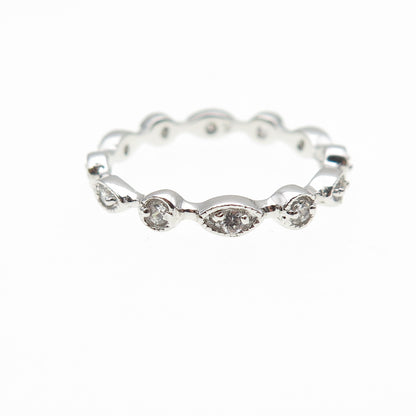 925 Sterling Silver Round-Cut C Z All Around Eternity Stackable Band Ring Size 6