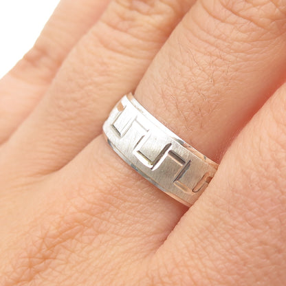 925 Sterling Silver Vintage Engraved Zig Zag Band Ring Size 9.25