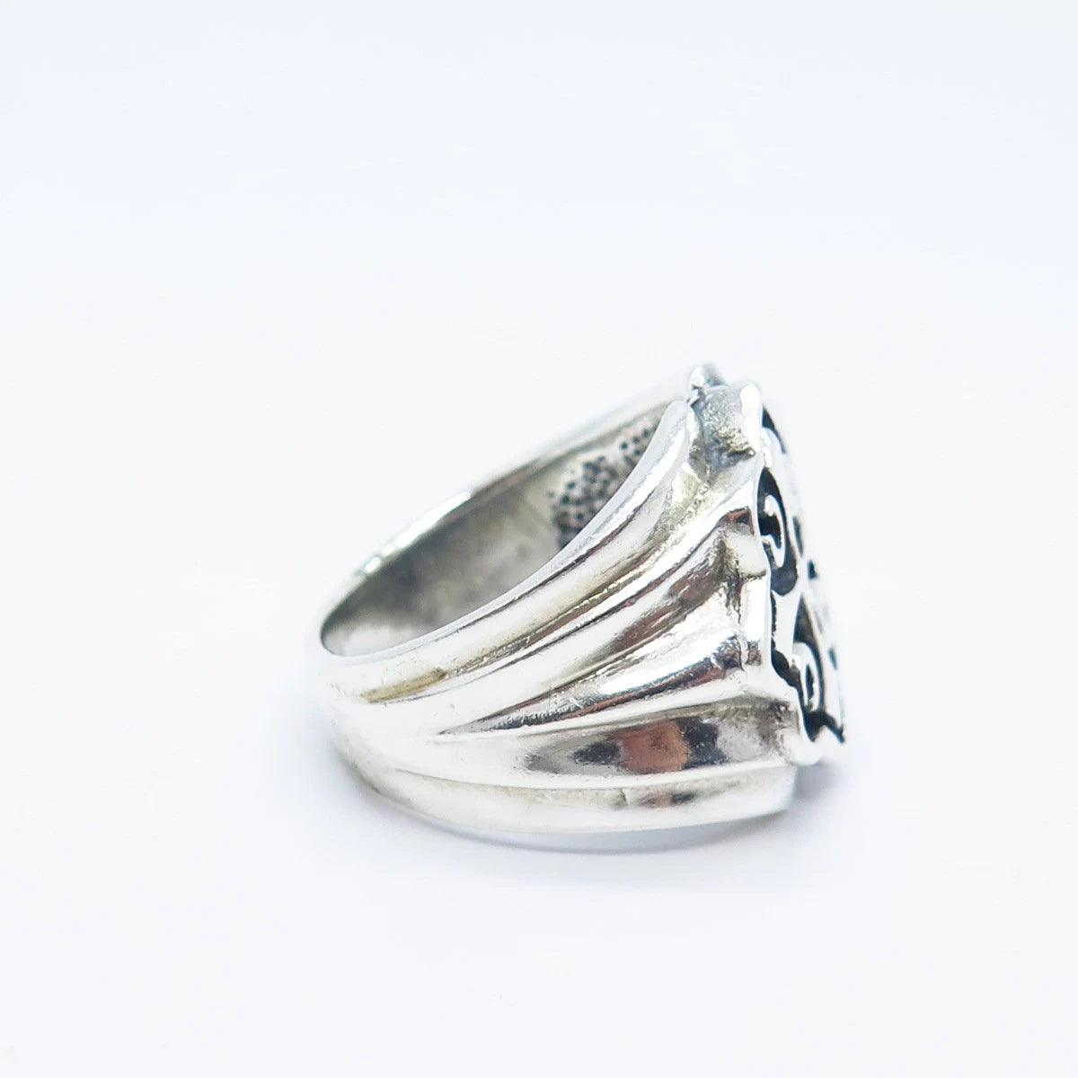 925 Sterling Silver Vintage Modernist Cross Ring Size 7.5