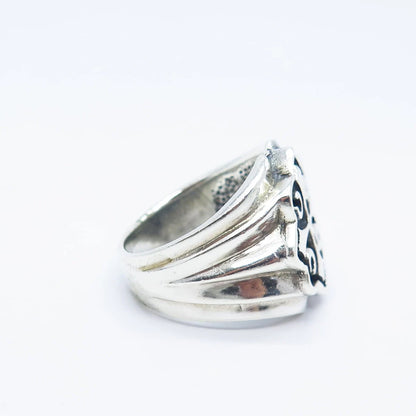 925 Sterling Silver Vintage Modernist Cross Ring Size 7.5