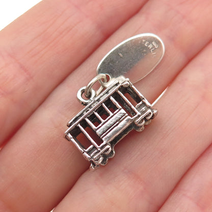 MAISELS INDIAN 925 Sterling Silver Vintage SF Cable Car 3D Mini Charm Pendant