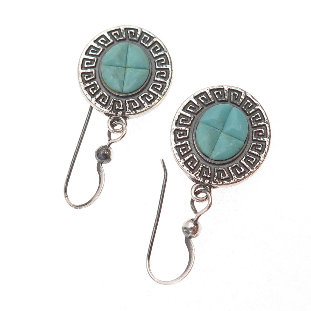 Bennard & Frances Dallasvuyaoma Old Pawn 925 Sterling Vintage Turquoise Earrings