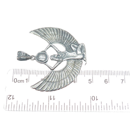 800 Silver Vintage Egyptian Goddess Isis Oxidized Charm Pendant