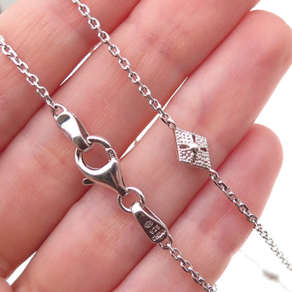 925 Sterling Silver Floral Station By The Yard Cable Chain Necklace 18"