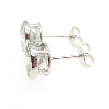 925 Sterling Silver Round-Cut C Z Stud Earrings