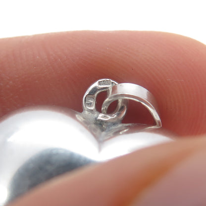 835 Silver Vintage Portugal Puffy Heart Charm Pendant