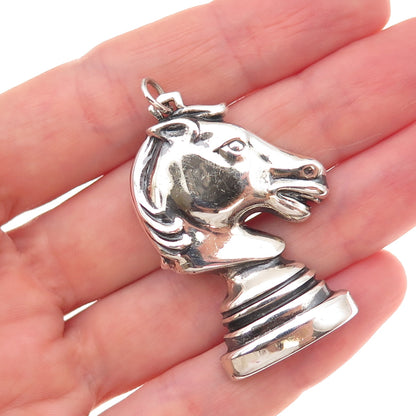 Danecraft 925 Sterling Silver Vintage Knight Chess Piece Oxidized Pendant