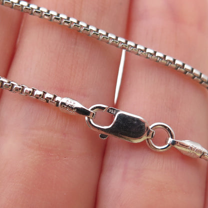 925 Sterling Silver Vintage Italy Round Box Chain Necklace 18"
