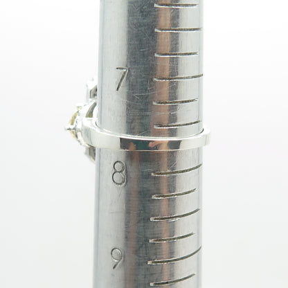 925 Sterling Silver White & Canary C Z Statement Ring Size 7.75