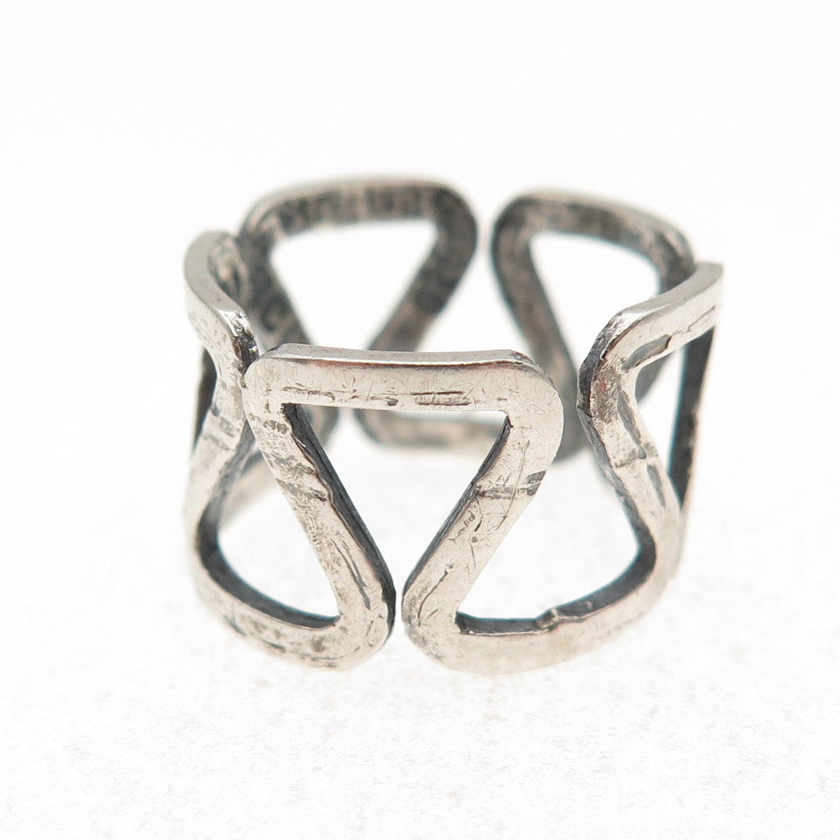 925 Sterling Silver Vintage Mexico Zig Zag Oxidized Ring Size 5