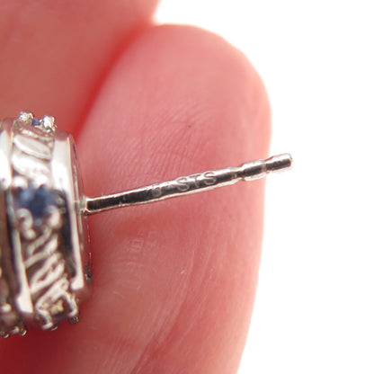 Chuck Clemency 925 Sterling Silver Real Tanzanite & White Topaz Stud Earrings