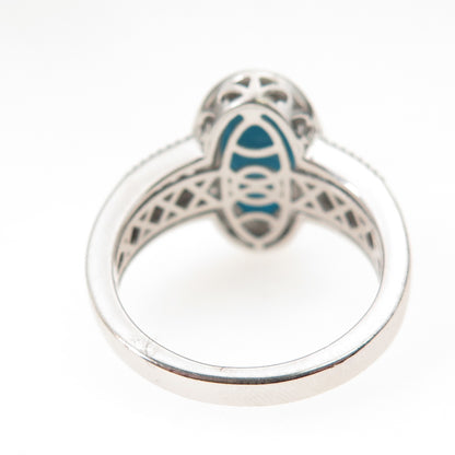 Chuck Clemency 925 Sterling Silver Real Turquoise & White Topaz Ring Size 8.25