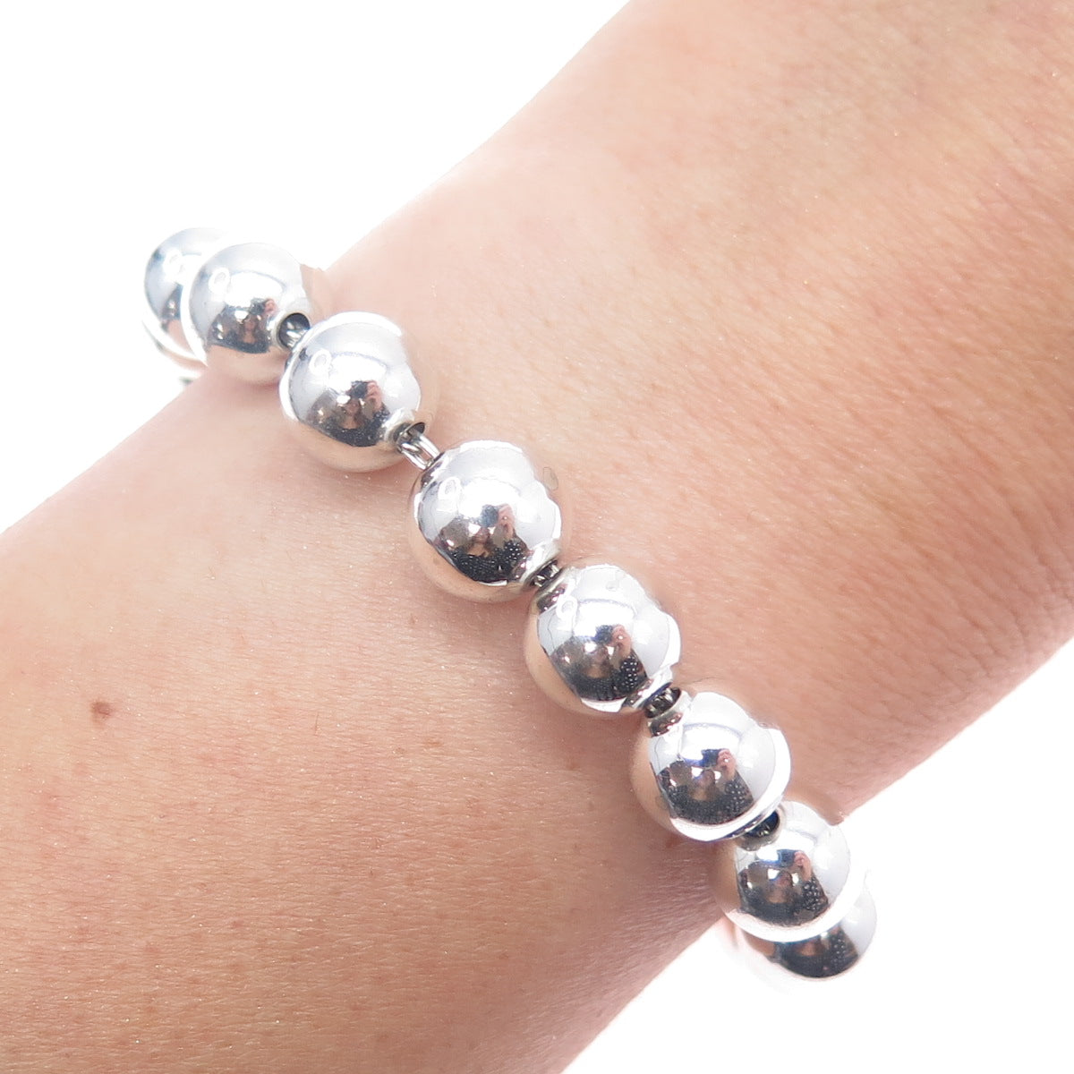 TIFFANY & CO. 925 Sterling Silver Vintage HardWear Ball Beaded Bracelet 7.25"