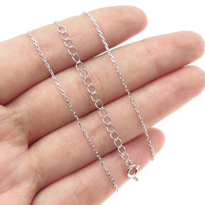 HAN 925 Sterling Silver Round-Cut Shaped C Z Angel Cable Chain Necklace 16-18"