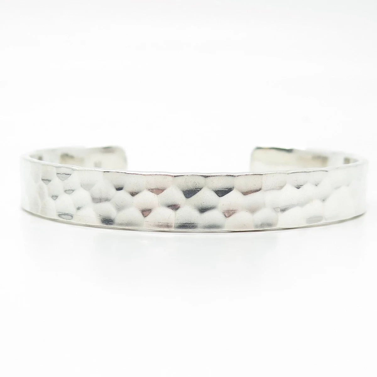 925 Sterling Silver Vintage Hammered Finish Adjustable Cuff Bracelet 6.5-7.5"