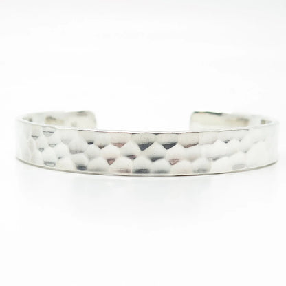 925 Sterling Silver Vintage Hammered Finish Adjustable Cuff Bracelet 6.5-7.5"