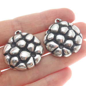 925 Sterling Silver Vintage Floral Oxidized Jacket Earrings
