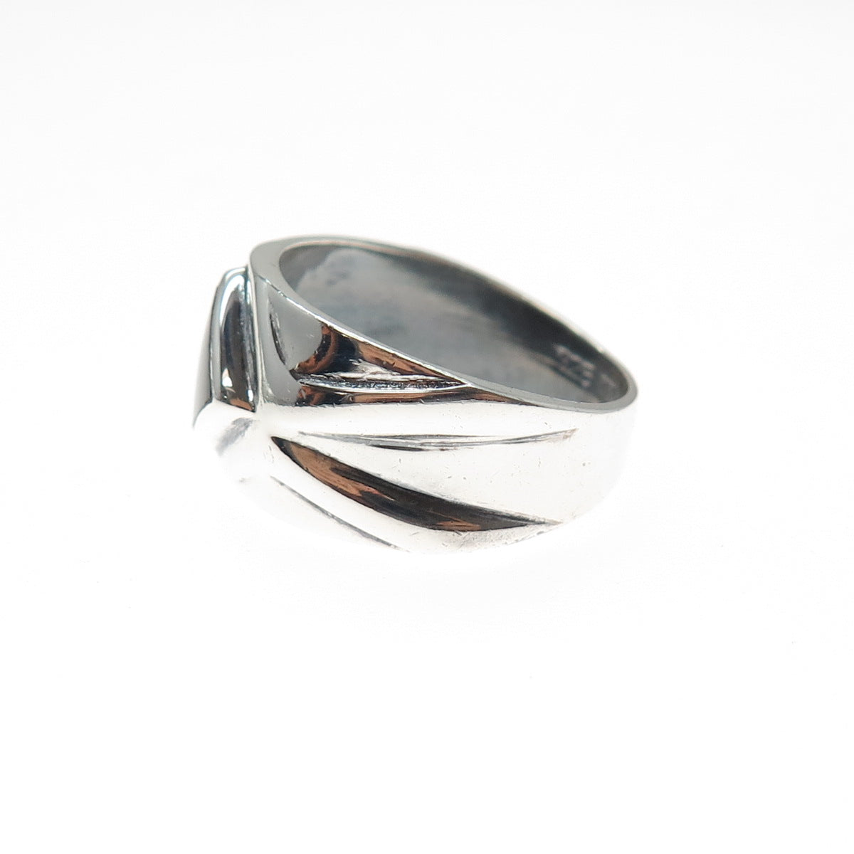 CHAPAL ZENRAY 925 Sterling Silver Vintage Black Onyx Modernist Ring Size 9.25