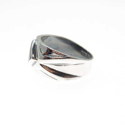CHAPAL ZENRAY 925 Sterling Silver Vintage Black Onyx Modernist Ring Size 9.25