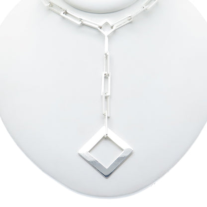 925 Sterling Silver Vintage Italy Modernist Paperclip Chain Necklace 16"