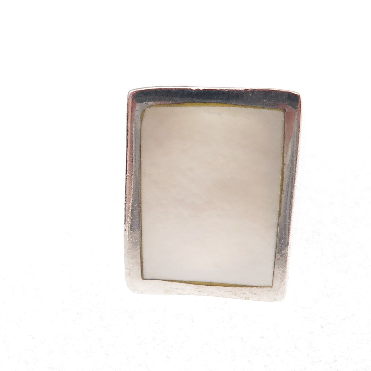 Collins 925 Sterling Silver Vintage Real MOP Modernist Oxidized Ring Size 6