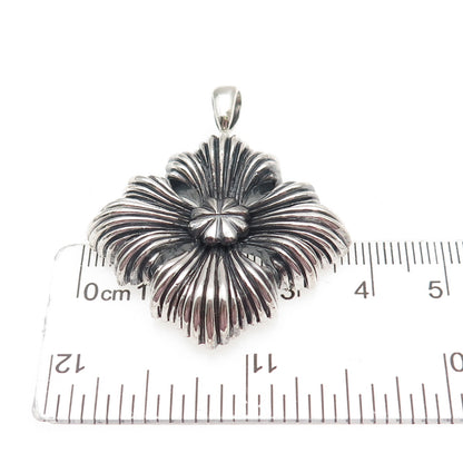 925 Sterling Silver Vintage Floral Cross Oxidized Charm Pendant