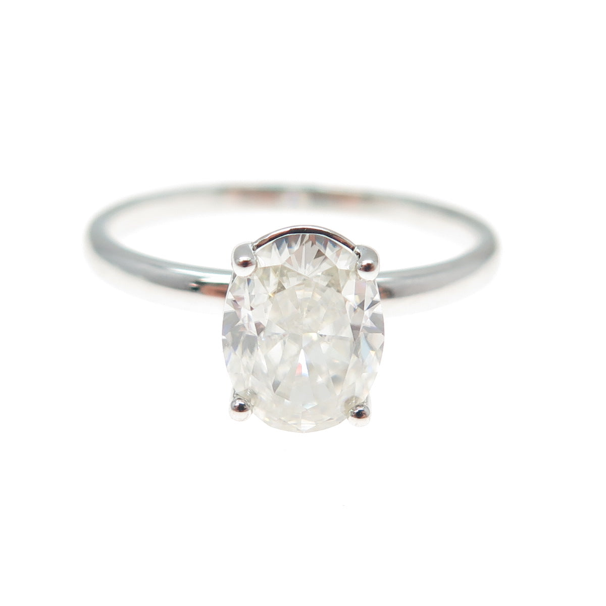 925 Sterling Silver Real Oval-Cut Moissanite Engagement Ring Size 10