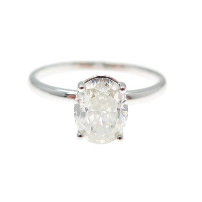 925 Sterling Silver Real Oval-Cut Moissanite Engagement Ring Size 10