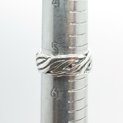 925 Sterling Silver Vintage Twisted Rope Band Ring Size 5.75