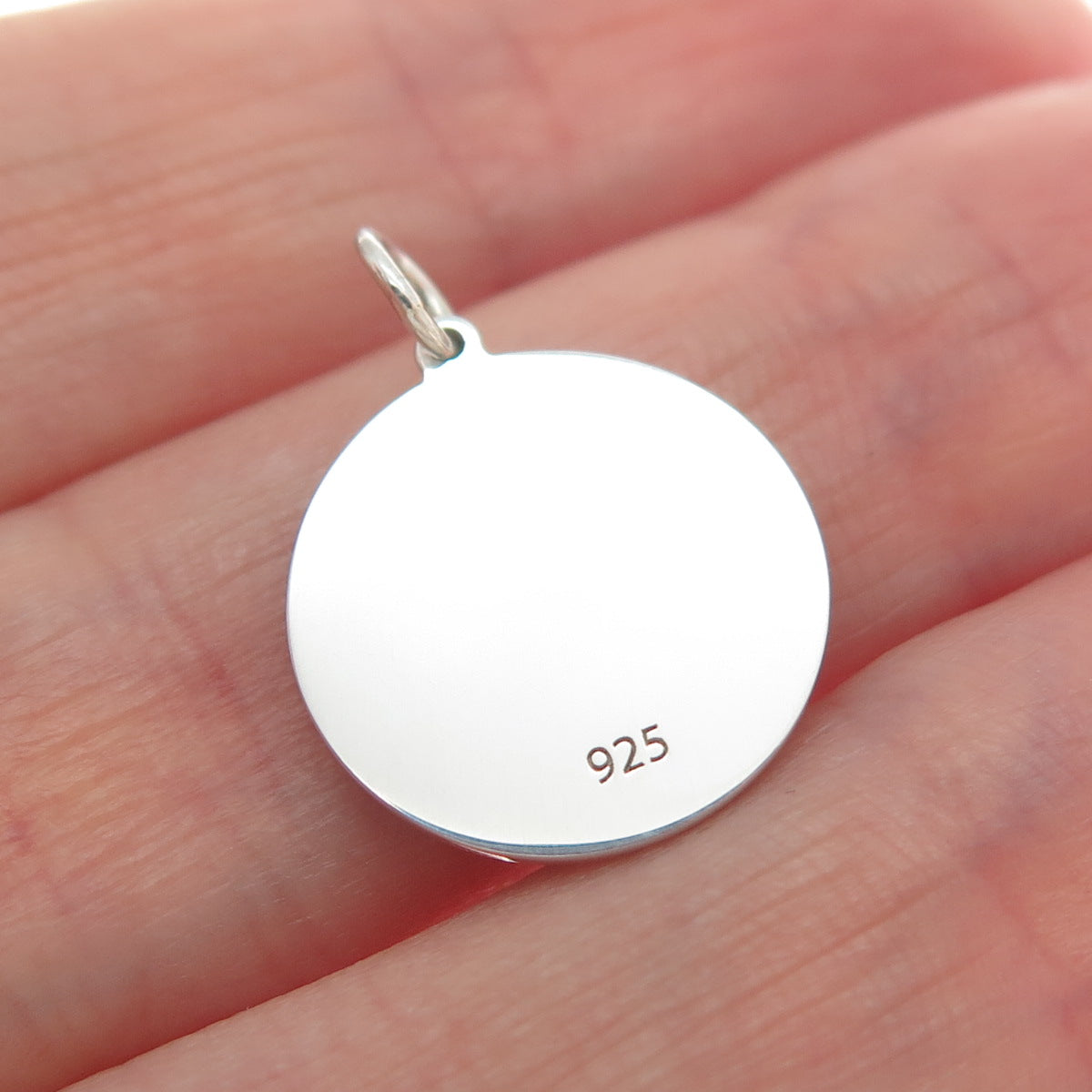 925 Sterling Silver Red Enamel Couple Heart Round Tag Minimalist Charm Pendant