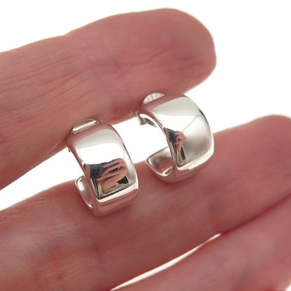 925 Sterling Silver 14K Gold Posts Vintage Hoop Earrings