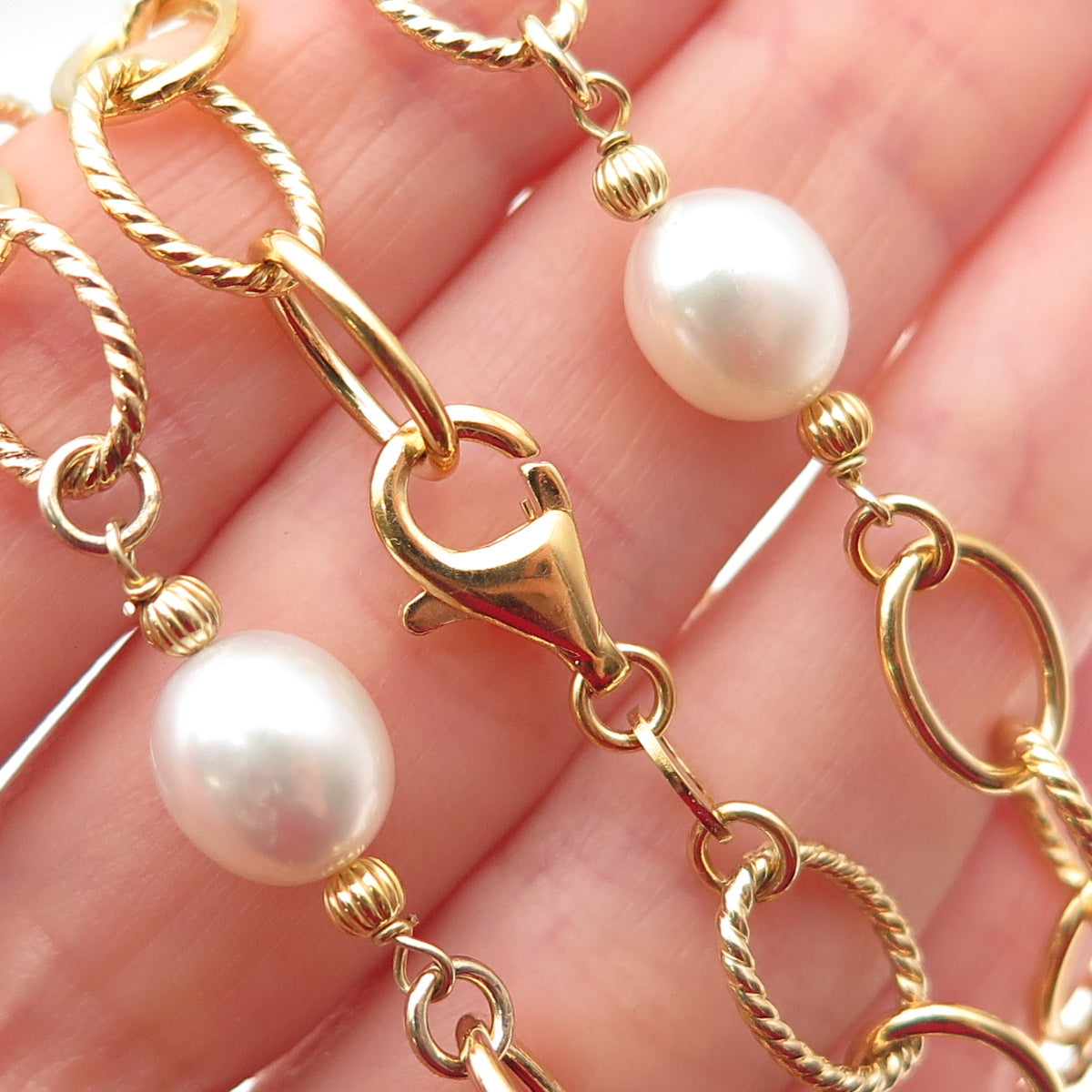 GioIelli Di Valenza 925 Sterling GP Vintage Italy Pearl By The Yard Necklace 18"