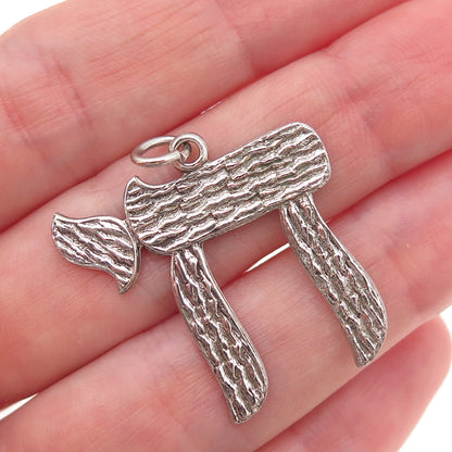 Rand & Paseka 925 Sterling Silver Vintage Chai Judaica Oxidized Charm Pendant