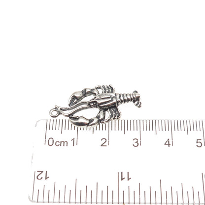 925 Sterling Silver Vintage Lobster Oxidized Charm Pendant