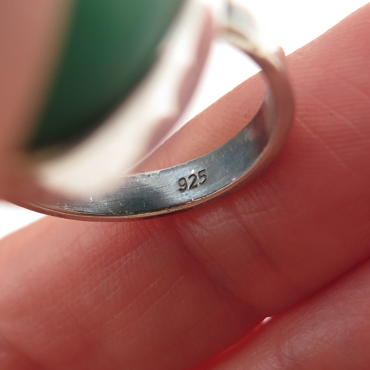 925 Sterling Silver Vintage Real Cabochon Chrysoprase Ring Size 8