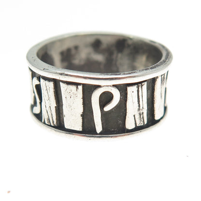 925 Sterling Silver Vintage Modernist Oxidized Band Ring Size 9.5