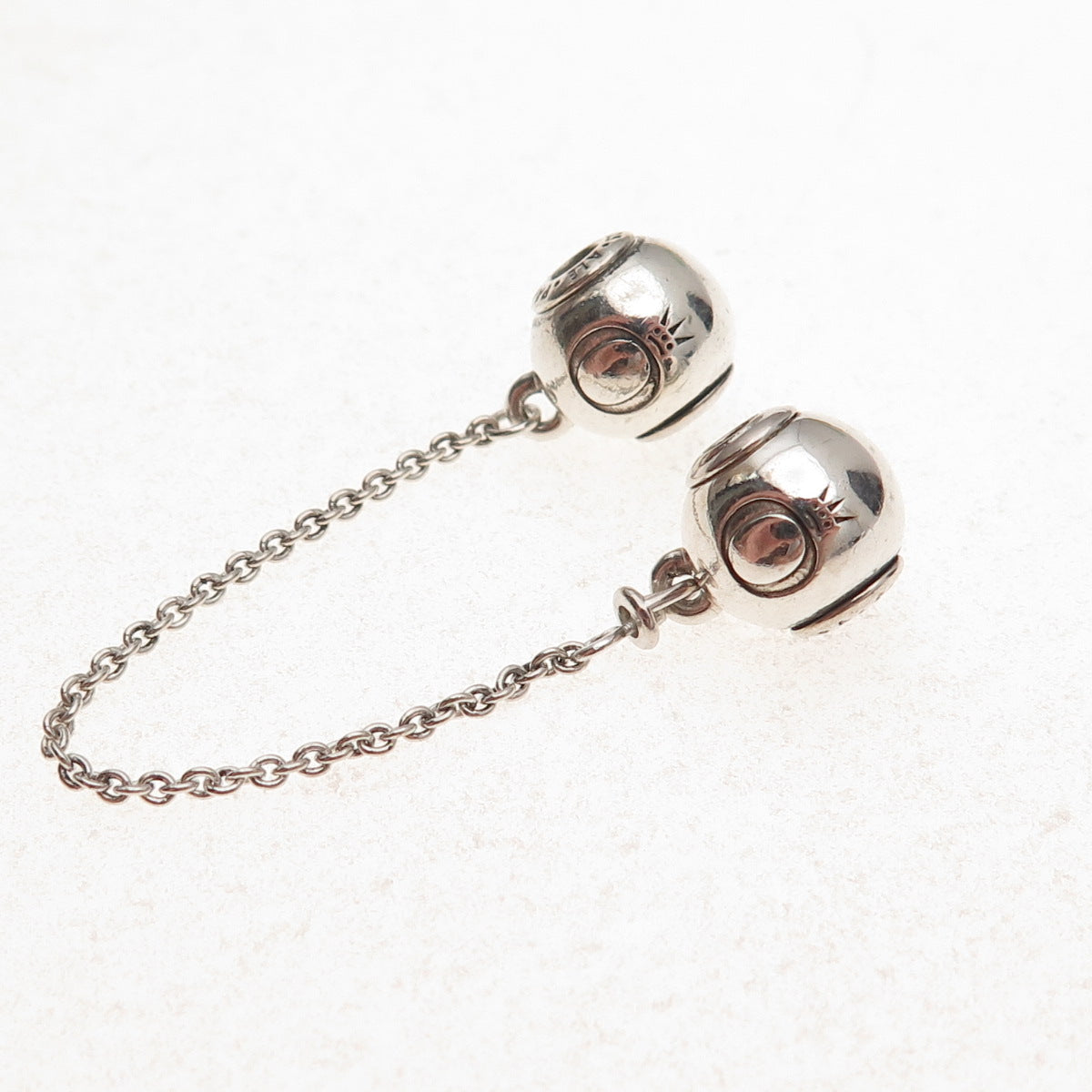 Pandora 925 Sterling Silver Signature Logo Safety Chain Slide Charm