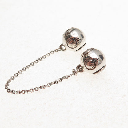 Pandora 925 Sterling Silver Signature Logo Safety Chain Slide Charm