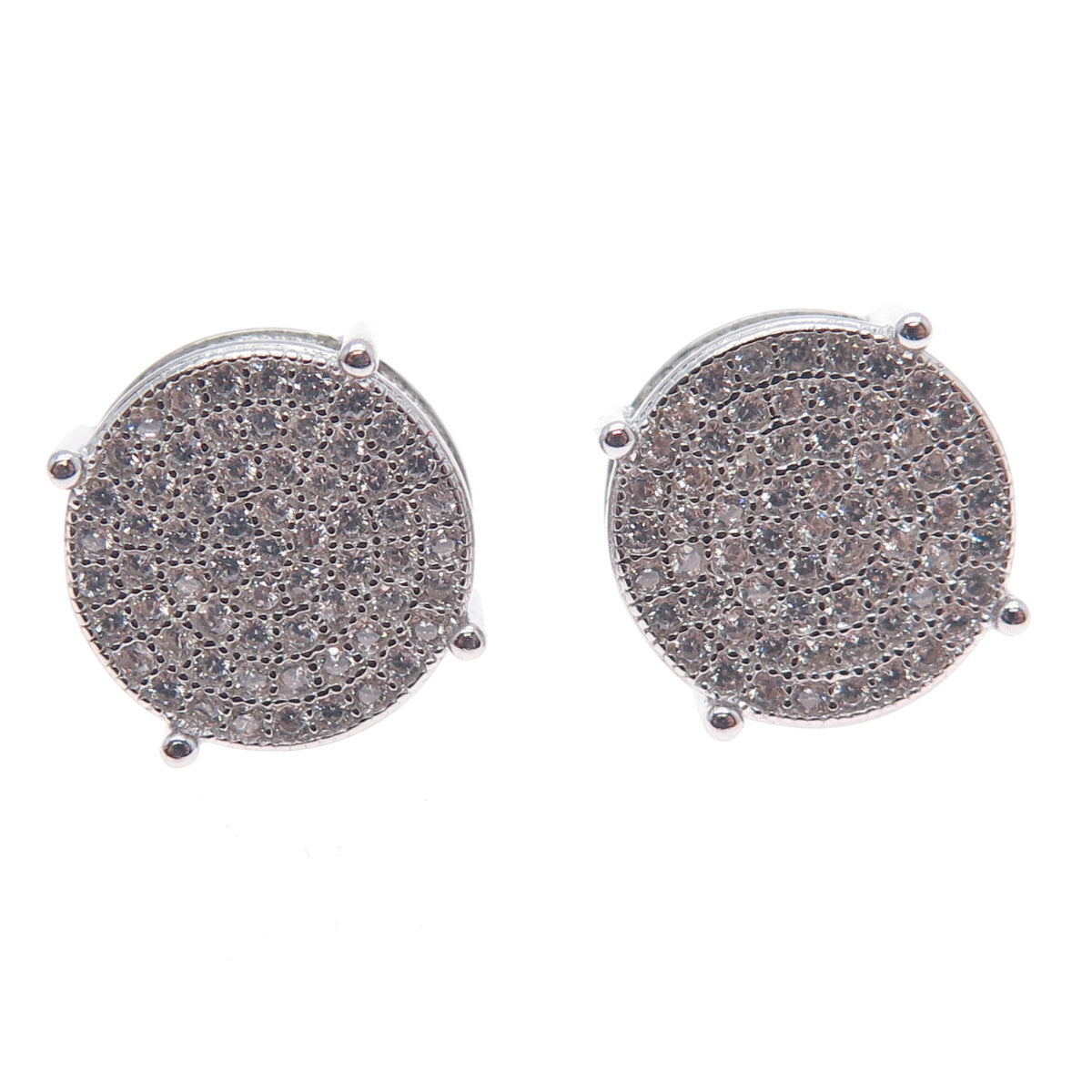 925 Sterling Silver Round-Cut C Z Sparkle Stud Earrings