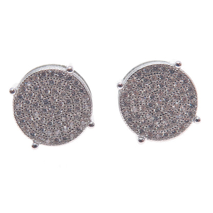 925 Sterling Silver Round-Cut C Z Sparkle Stud Earrings
