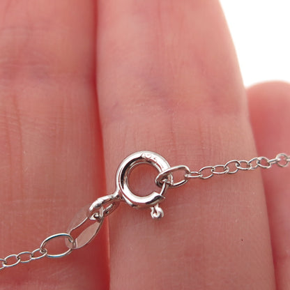 Sun 925 Sterling Silver Real Round-Cut Diamond Heart Cable Chain Necklace 18"