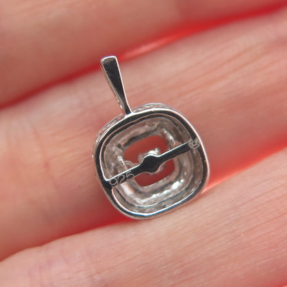925 Sterling Silver Round-Cut C Z Cushion Minimalist Charm Pendant