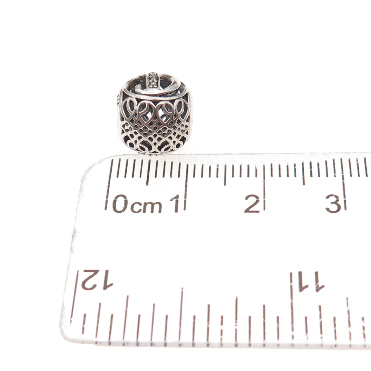 Pandora 925 Sterling Silver C Z Letter D Initial Slide Bead Charm