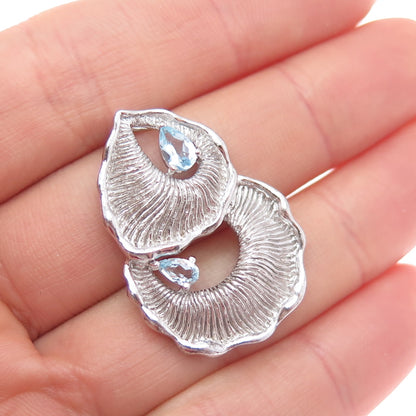 925 Sterling Silver Vintage Real Blue Topaz Modernist Slide Pendant