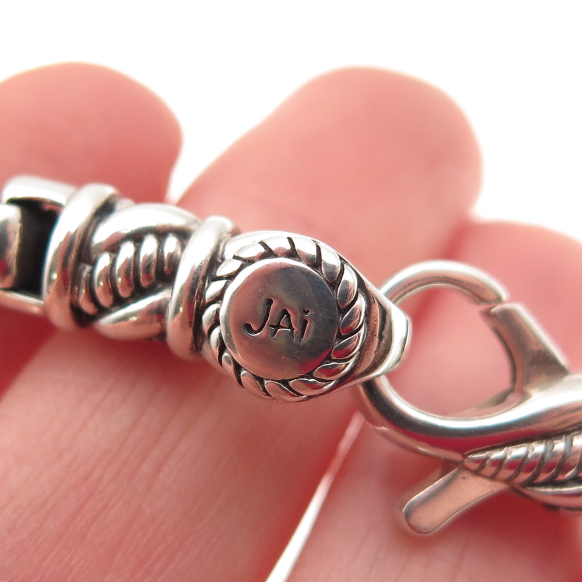 JAI by John Hardy 925 Sterling Silver Round Box Link Bracelet 7"