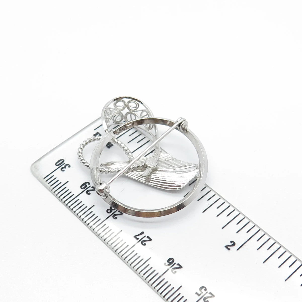 925 Sterling Silver Vintage Modernist Pin Brooch