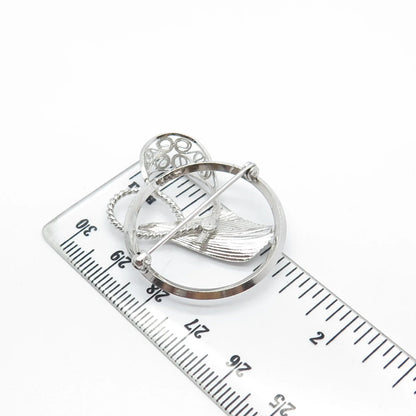 925 Sterling Silver Vintage Modernist Pin Brooch