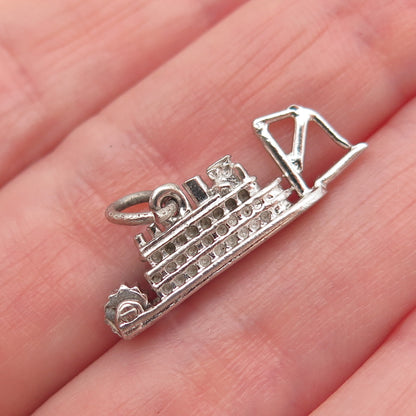 DANECRAFT 925 Sterling Silver Vintage Riverboat 3D Mini Charm Pendant