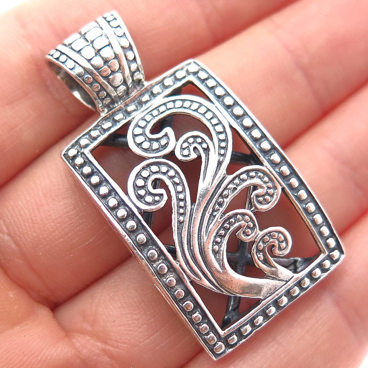 SILPADA 925 Sterling Silver Vintage Paisley Filigree Oxidized Charm Pendant